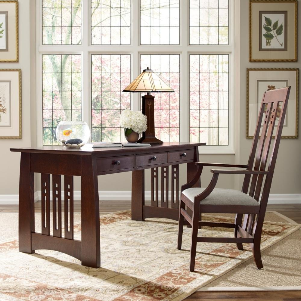 stickley highlands desk and arm chair in room scene