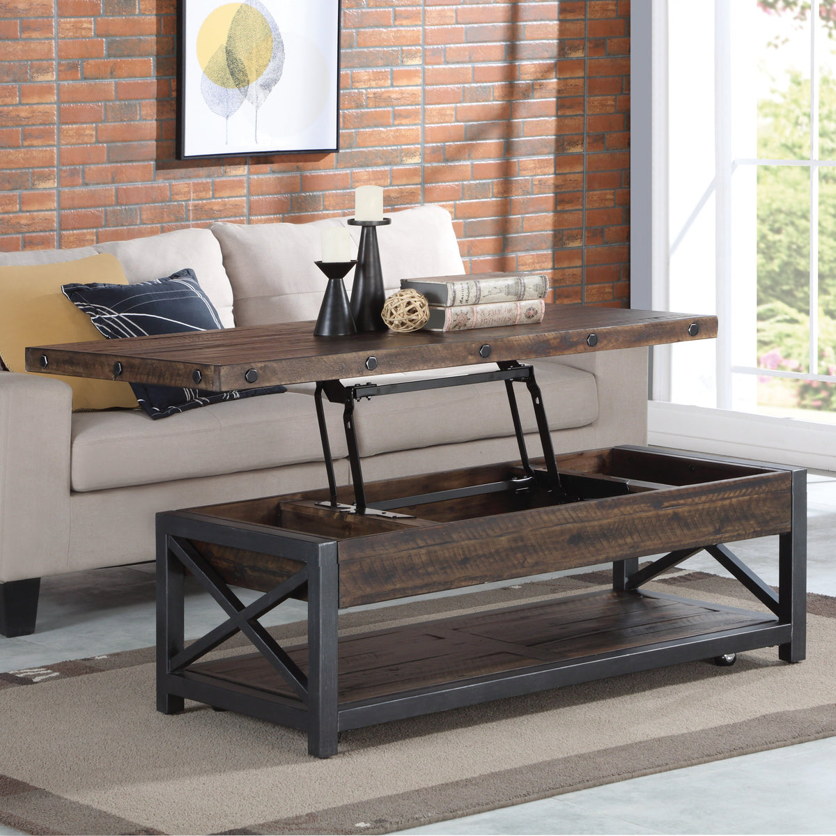 Carpenter Rectangular Lift-Top Coffee Table with Casters Living Room Flexsteel