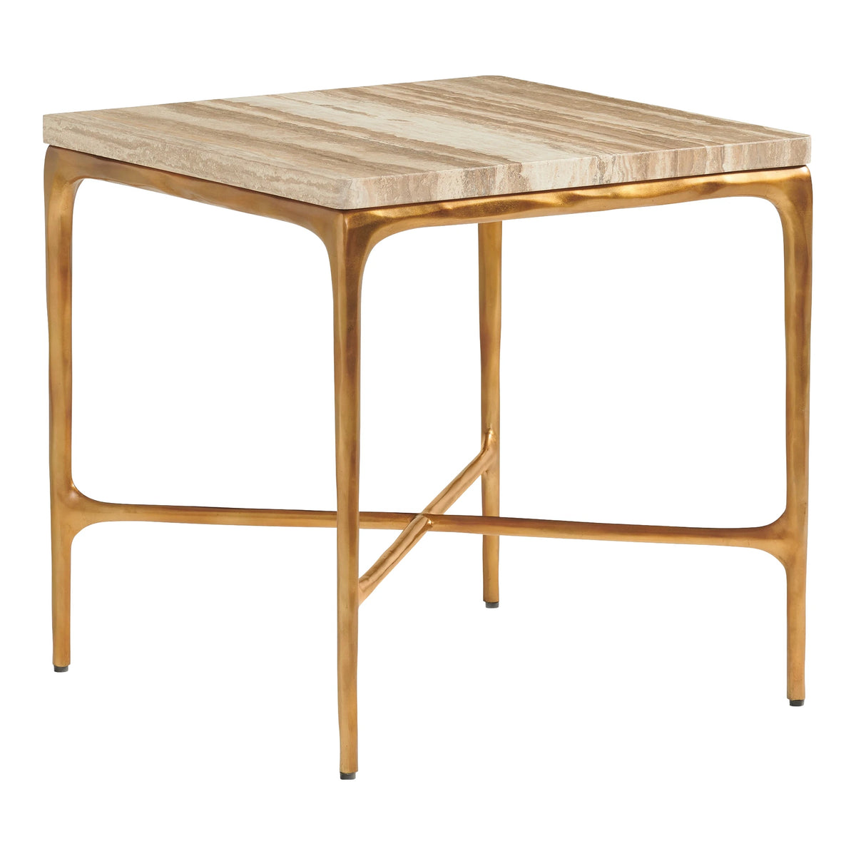 Silverado Menlo Park Metal End Table with Stone Top Living Room Lexington