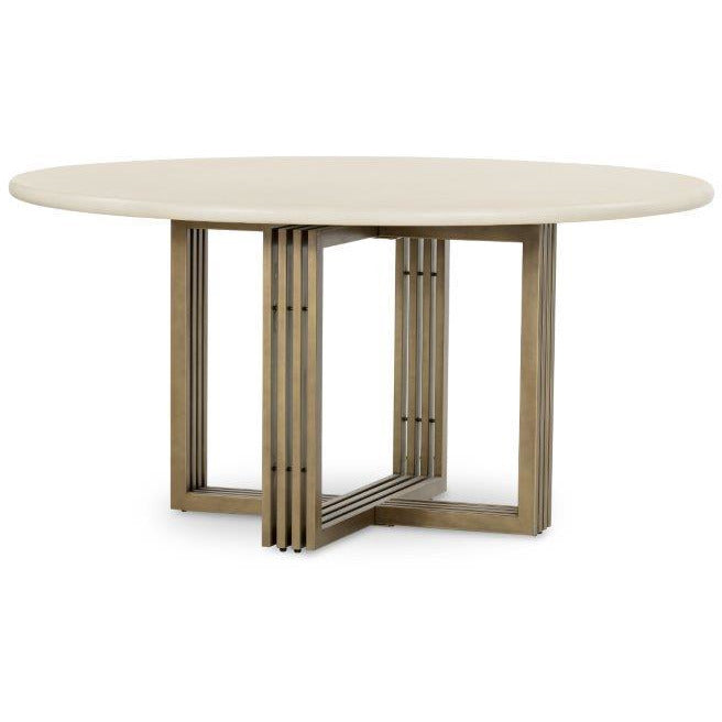 Mia Round Dining Table, Parchment White Dining Room Four Hands   