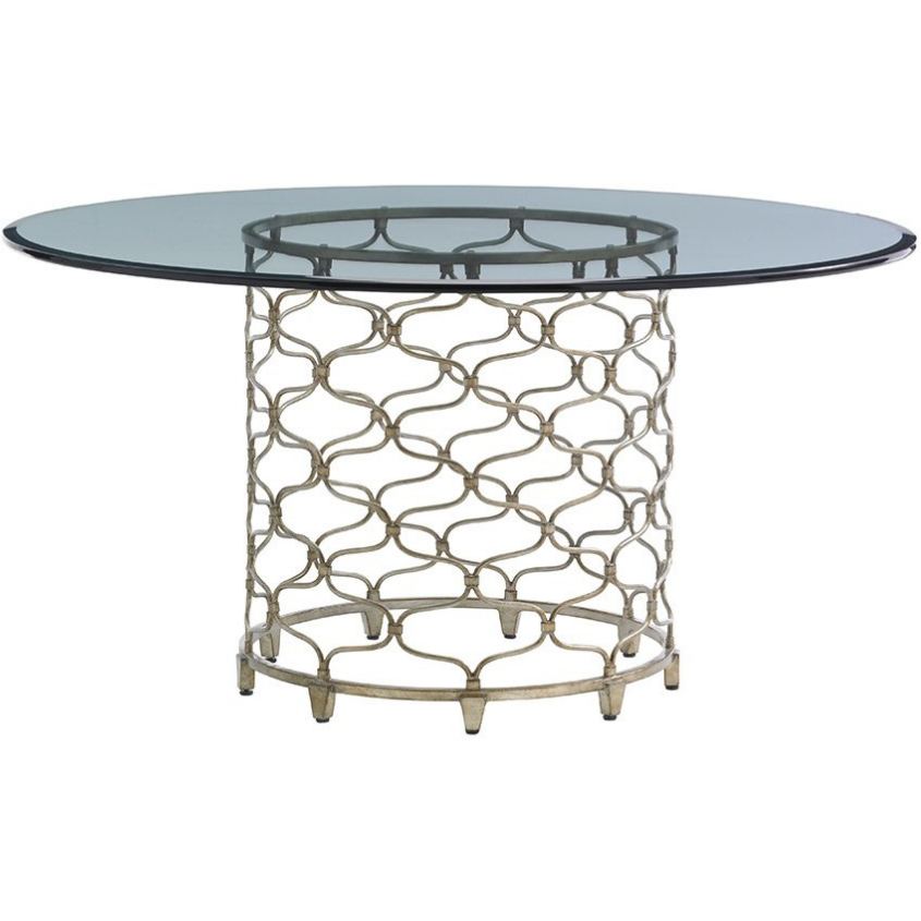 Laurel Canyon Bollinger Round Dining Table, 60-Inch Glass Top Dining Room Lexington   