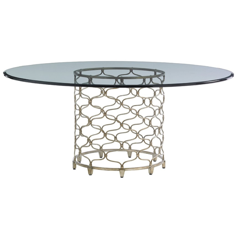 Laurel Canyon Bollinger Round Dining Table, 72-Inch Glass Top Dining Room Lexington   