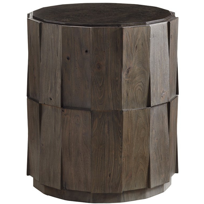 Cypress Point Everett Round Travertine End Table Living Room Tommy Bahama Home   