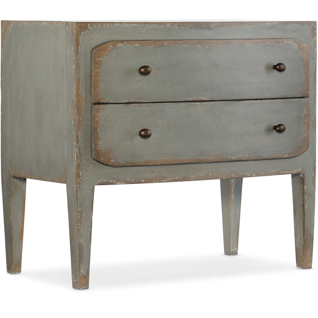 Ciao Bella Two-Drawer Nightstand- Speckled Gray Bedroom Hooker Furniture   
