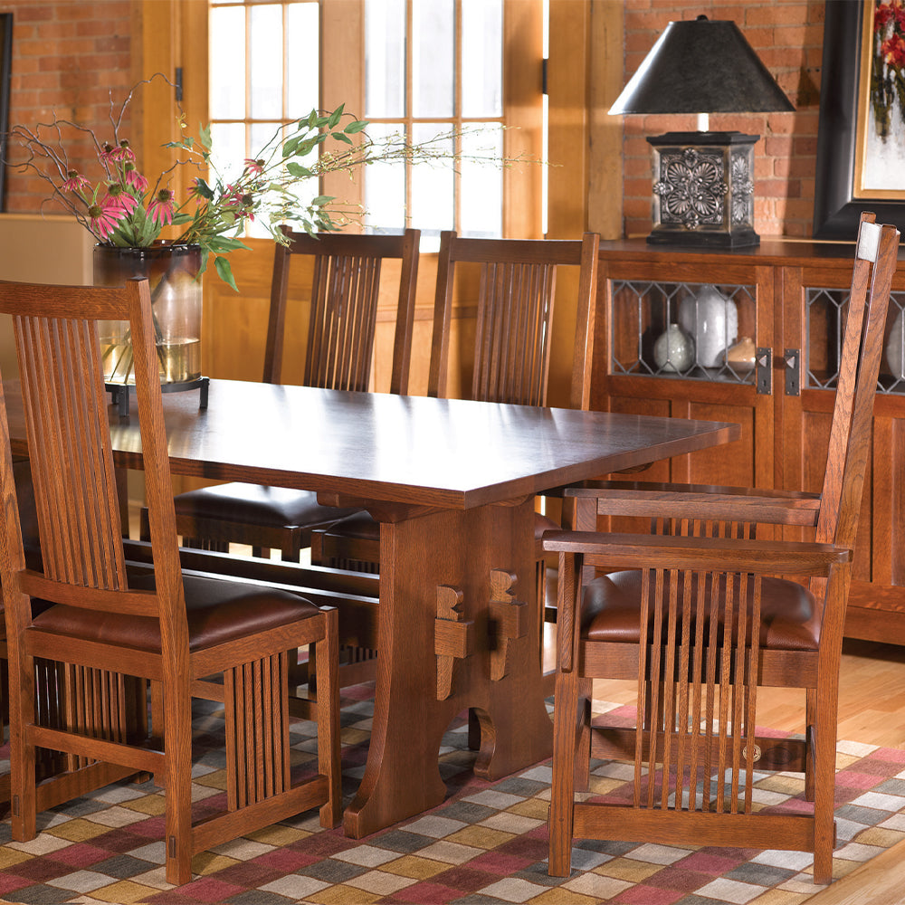 Mission Keyhole Trestle Table Dining Room Stickley   