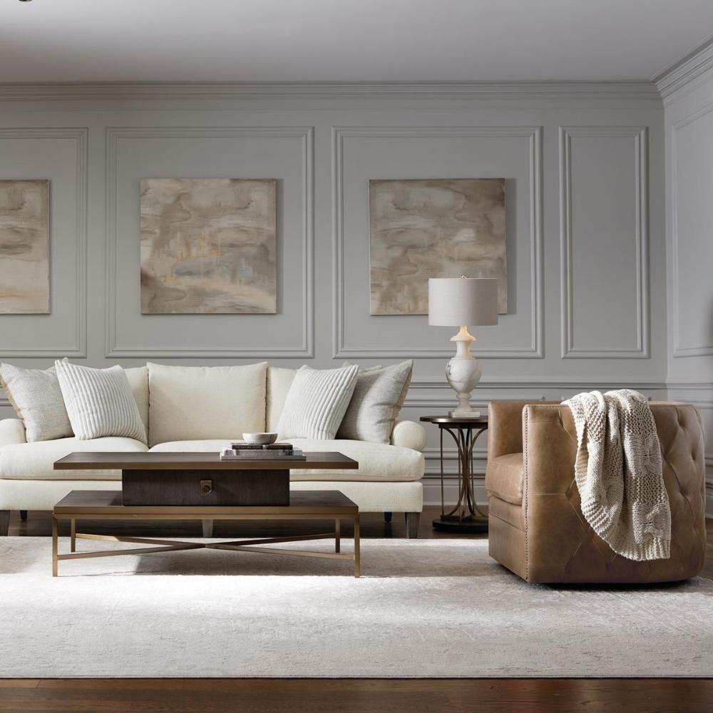 Palazzo Leather Swivel Chair Living Room Bernhardt   
