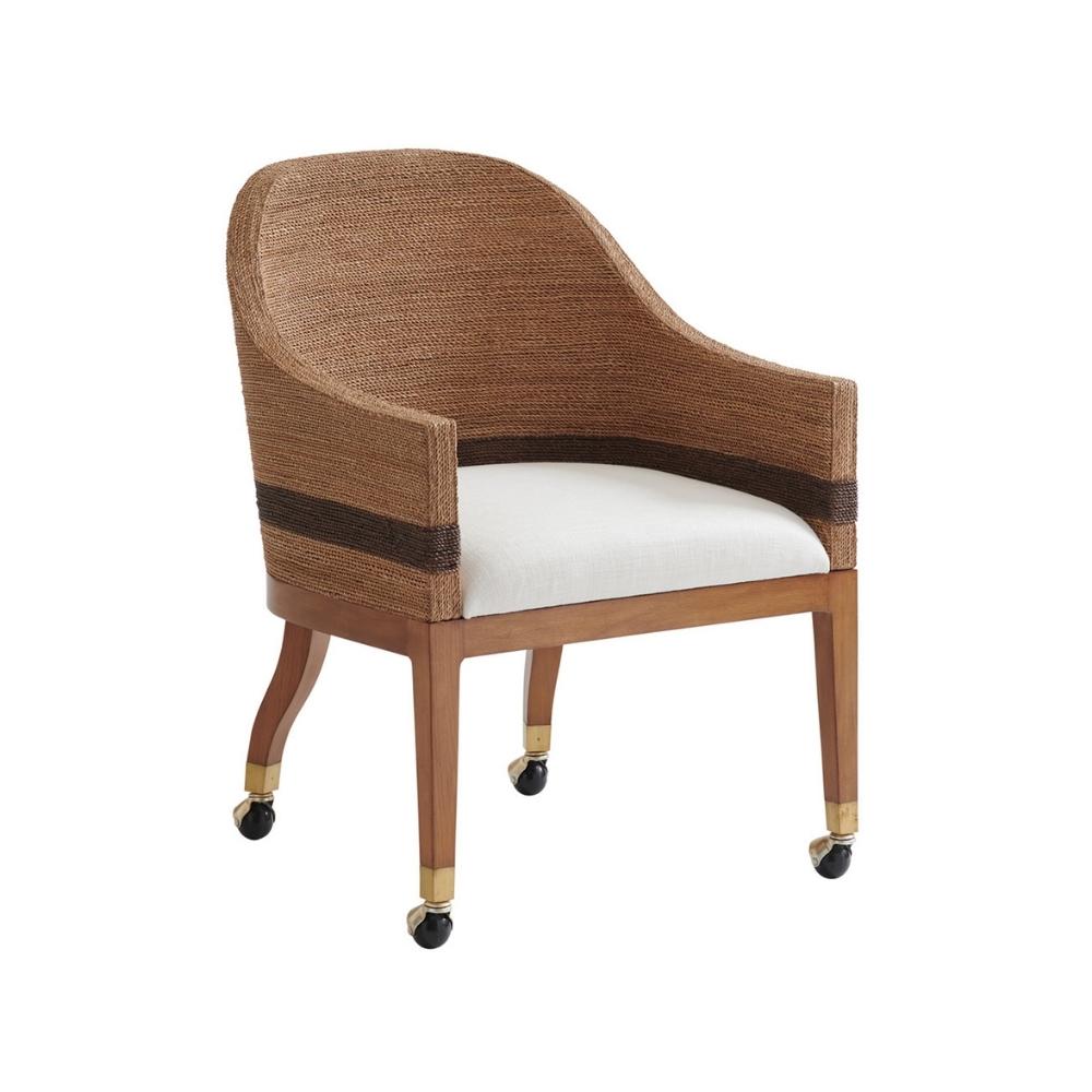 Palm Desert Dorian Woven Arm Chair with Casters Dining Room Tommy Bahama Home   
