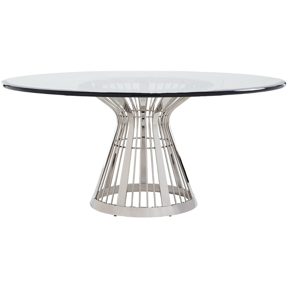 Ariana Riviera Stainless Dining Table, 72-Inch Glass Top Dining Room Lexington   