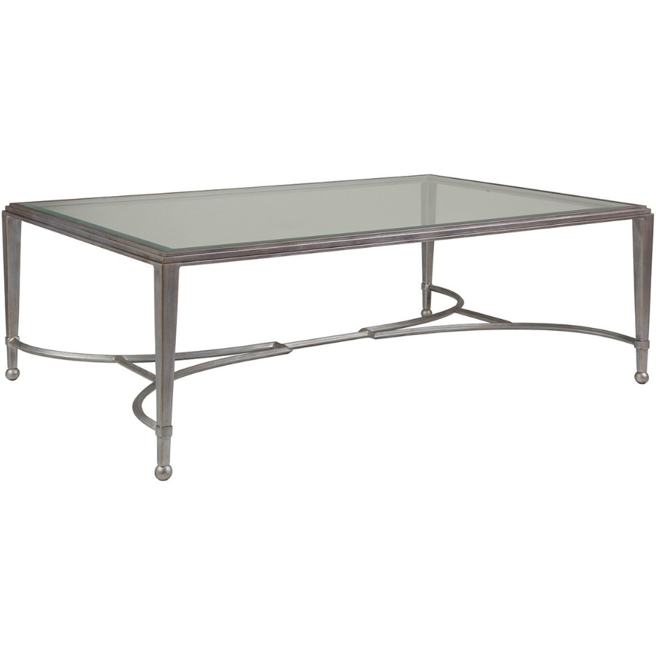 Metal Designs Sangiovese Large Rectangular Cocktail Table Living Room Artistica Home Argento Antique Silver  