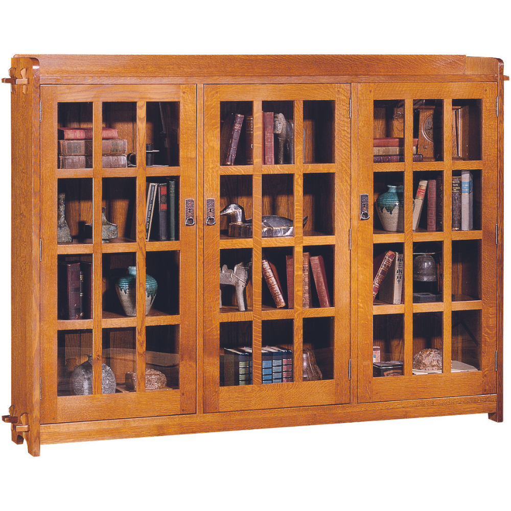 Triple Bookcase with Glass Doors Home Office Stickley   