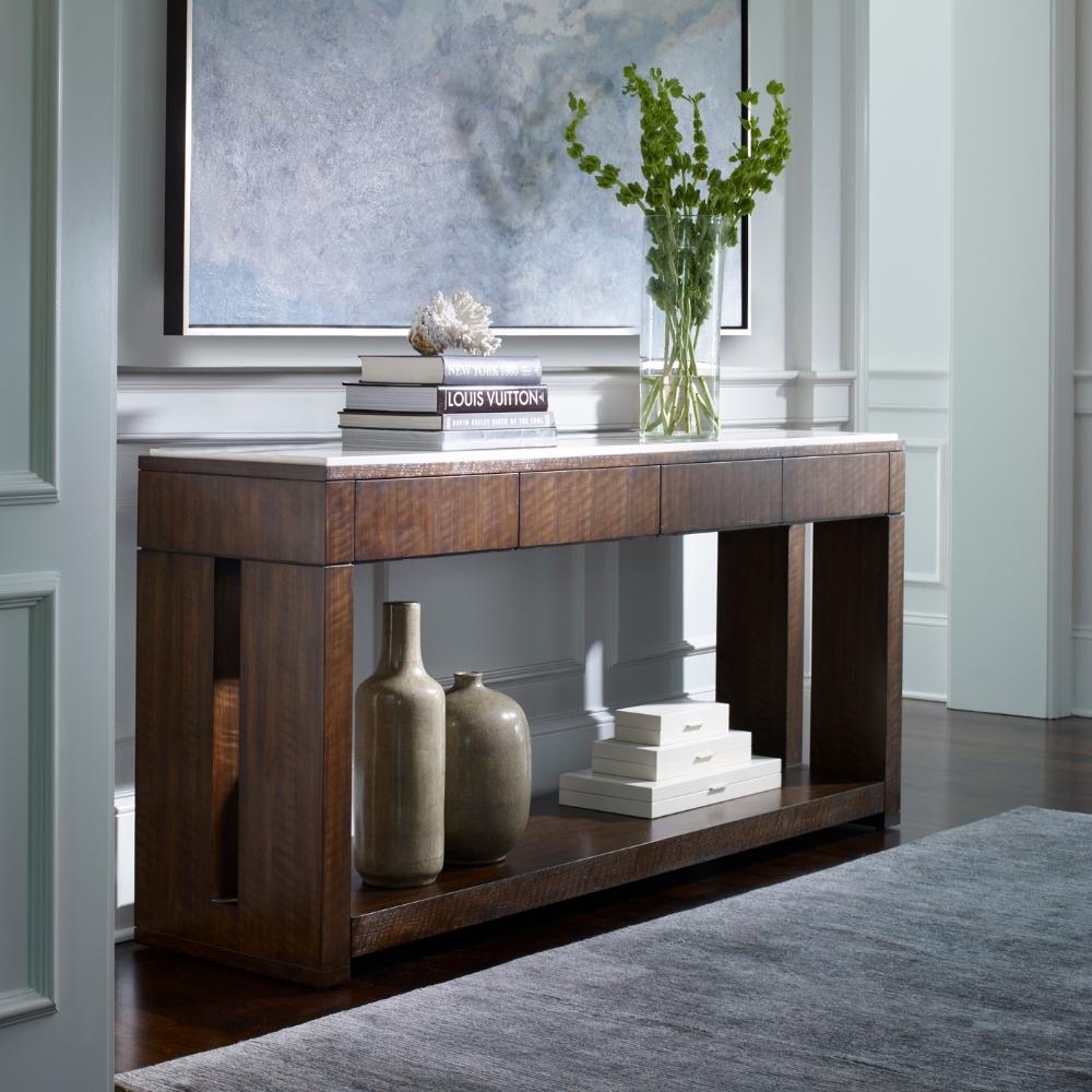 Citation Warner Console Table With Stone Top Living Room Century   