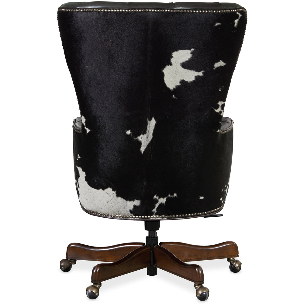Katherine Executive Swivel Tilt Chair w/  Black & White Hair on Hide Home Office Hooker Furniture   