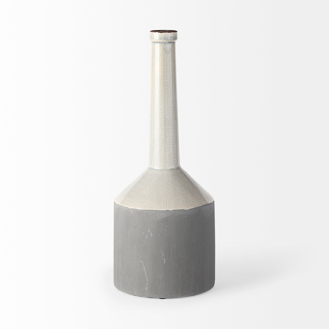 Burton 16.7H Large Two Tone Gray Ceramic Jug Vase Decor Mercana