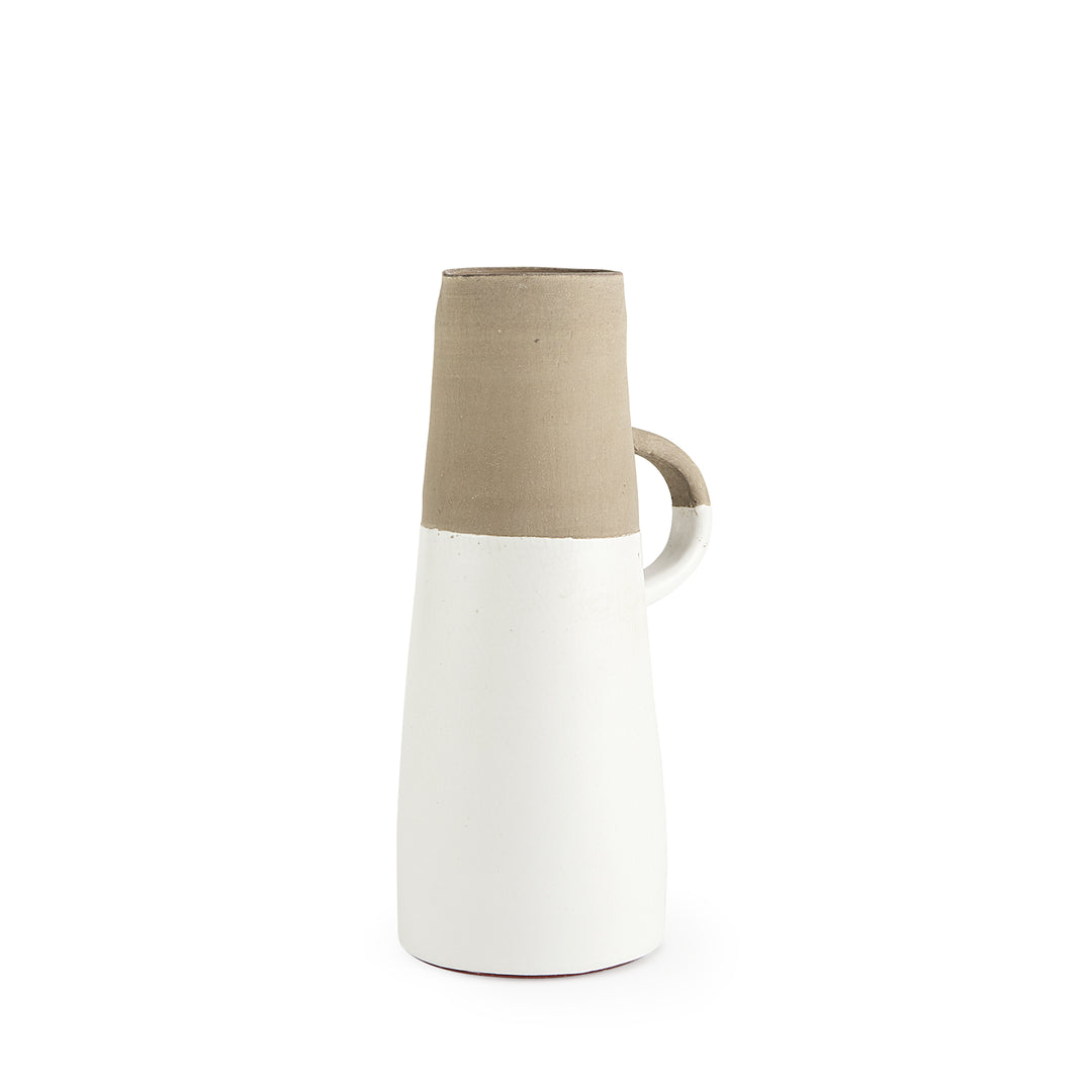 Garand Medium 15H Two-Toned White Natural Ceramic Jug Decor Mercana