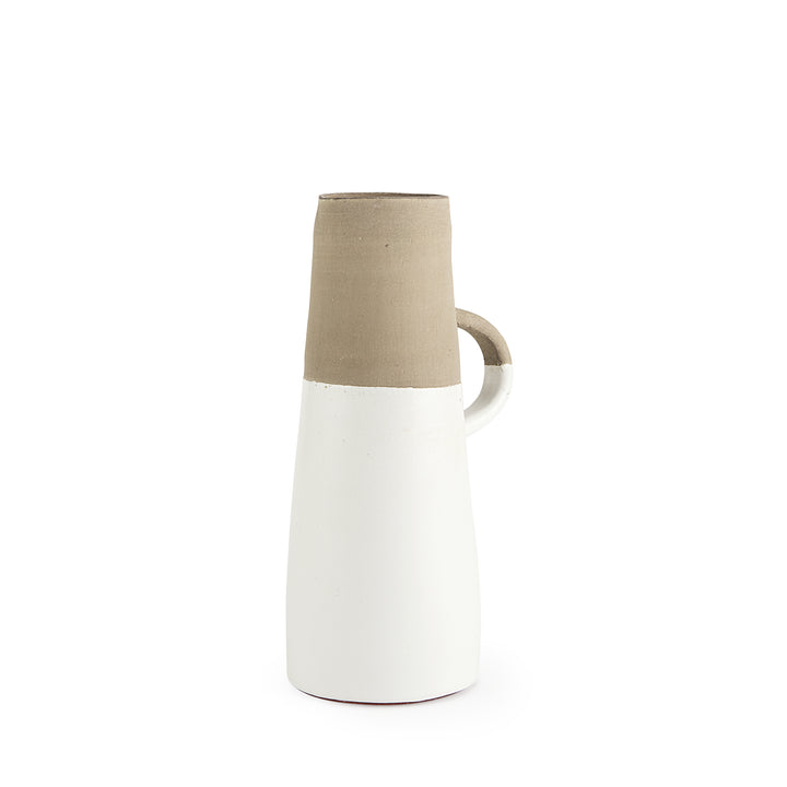 Garand Medium 15H Two-Toned White Natural Ceramic Jug Decor Mercana