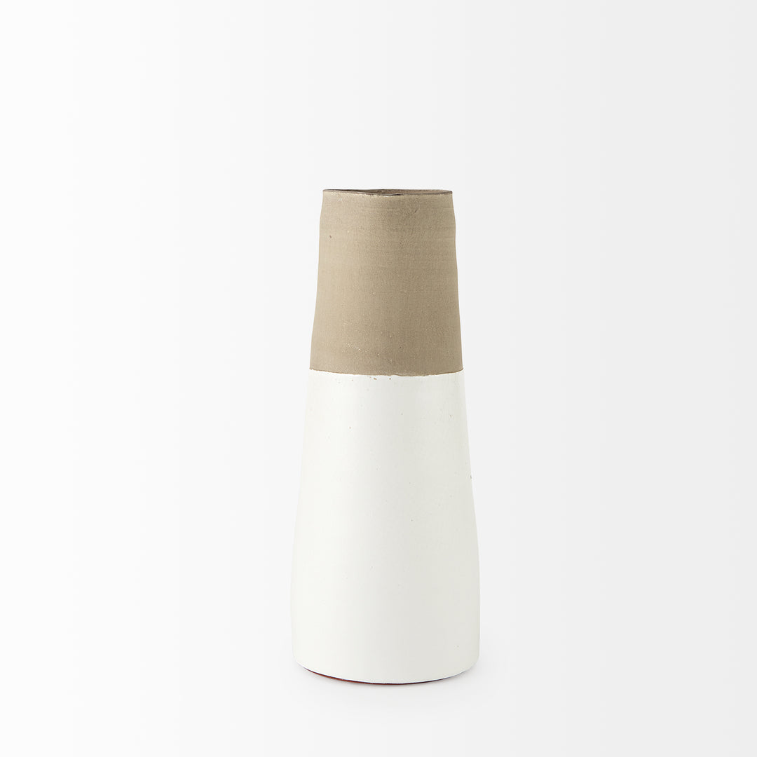 Garand Medium 15H Two-Toned White Natural Ceramic Jug Decor Mercana