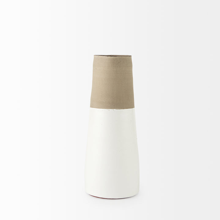 Garand Medium 15H Two-Toned White Natural Ceramic Jug Decor Mercana