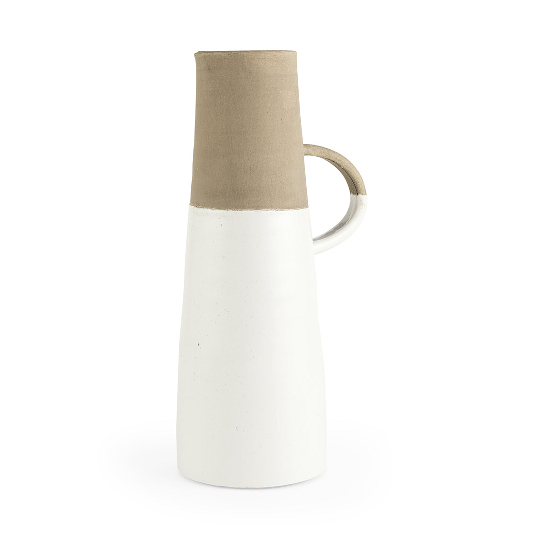 Garand Large 18.8H Two-Toned White Natural Ceramic Jug Decor Mercana