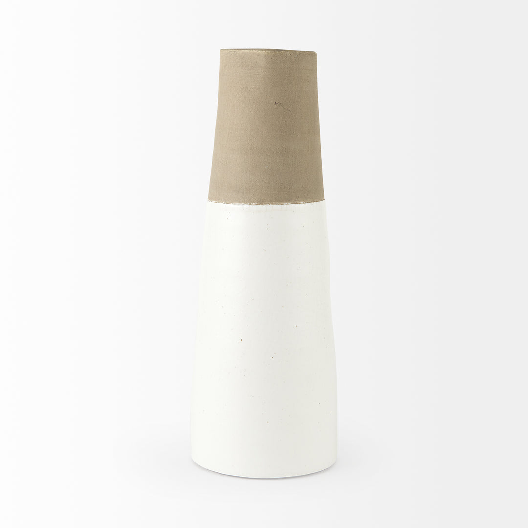 Garand Large 18.8H Two-Toned White Natural Ceramic Jug Decor Mercana