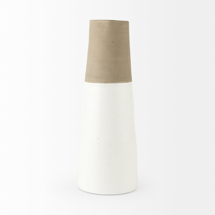 Garand Large 18.8H Two-Toned White Natural Ceramic Jug Decor Mercana