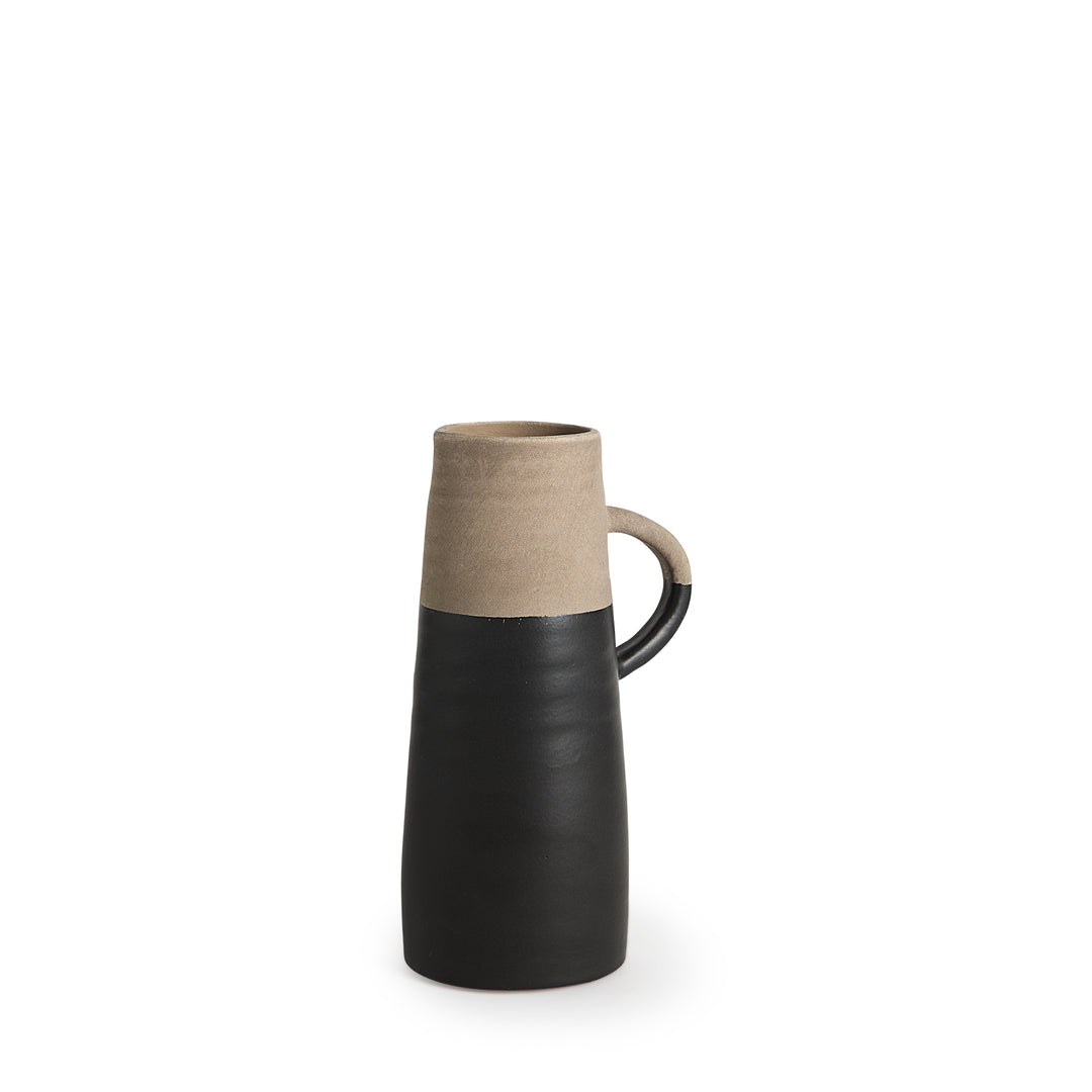 Garand Small 13H Two-Toned Black/Natural Ceramic Jug Decor Mercana