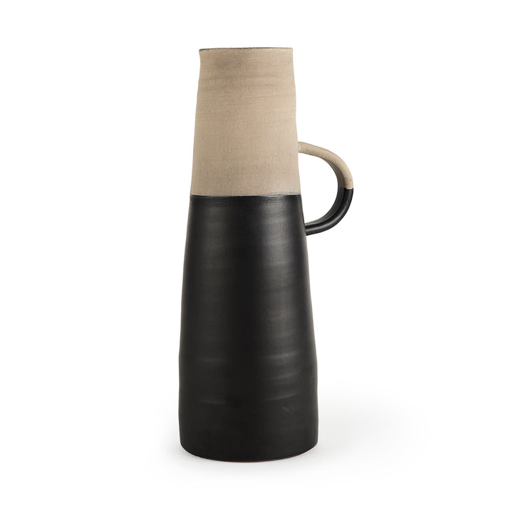 Garand Large 18.8H Two-Toned Black/Natural Ceramic Jug Decor Mercana