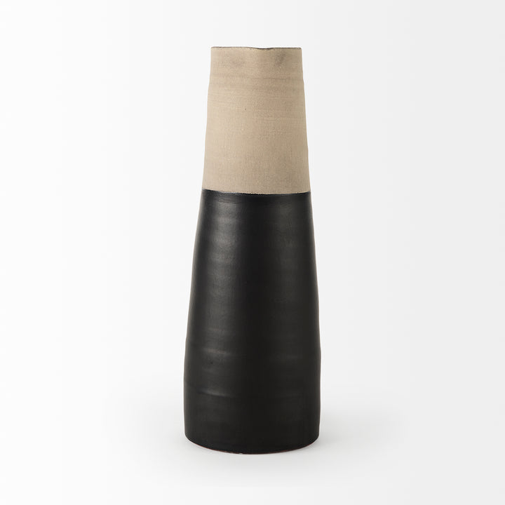Garand Large 18.8H Two-Toned Black/Natural Ceramic Jug Decor Mercana