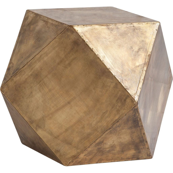 Exagoni 26" x 18.5" Hexagonal Brass Plated Hexagonal End/Side Table Dining Room Mercana