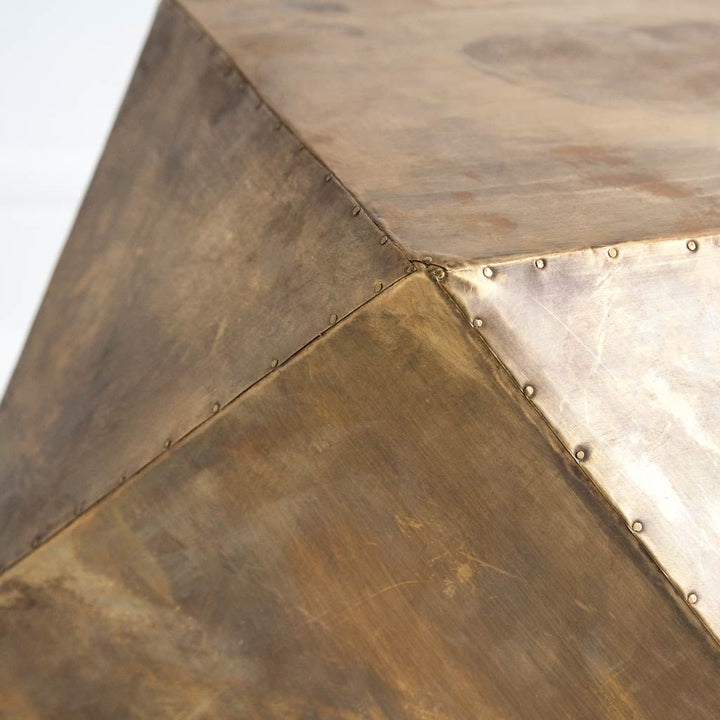 Exagoni 26" x 18.5" Hexagonal Brass Plated Hexagonal End/Side Table Dining Room Mercana