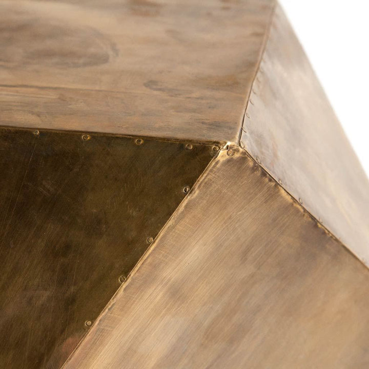 Exagoni 26" x 18.5" Hexagonal Brass Plated Hexagonal End/Side Table Dining Room Mercana