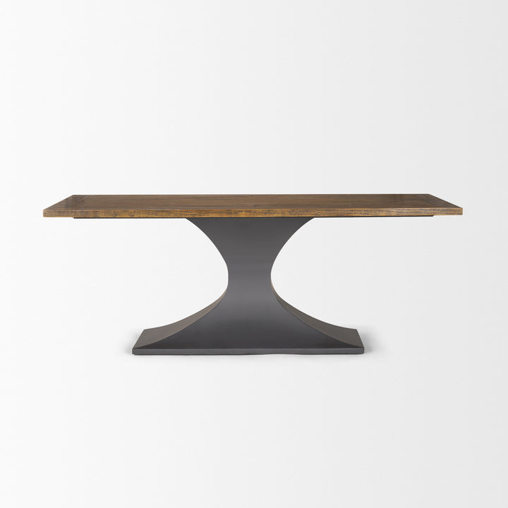 Maxton II 79x39 Rectangular Brown Solid Wood Top Dark Gunmetal Base Dining Table Dining Room Mercana