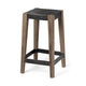 Nell Black Metal Seat & Foot Rest With Brown Wood Legs Stool Dining Room Mercana 26 inch