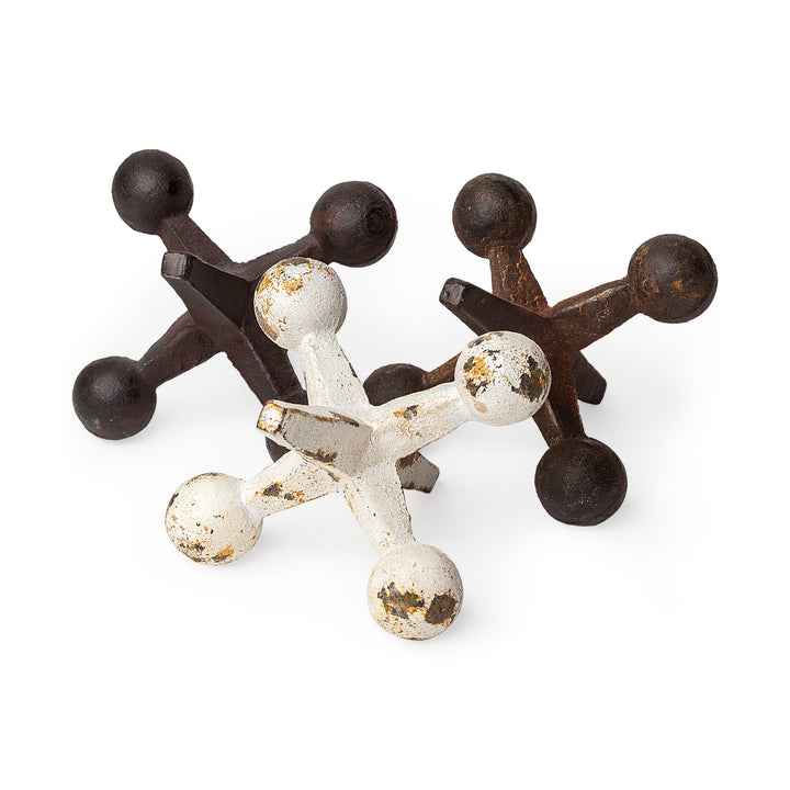 Jax Set of 3 8L x 7W Cast Iron Metal Jacks Decor Mercana