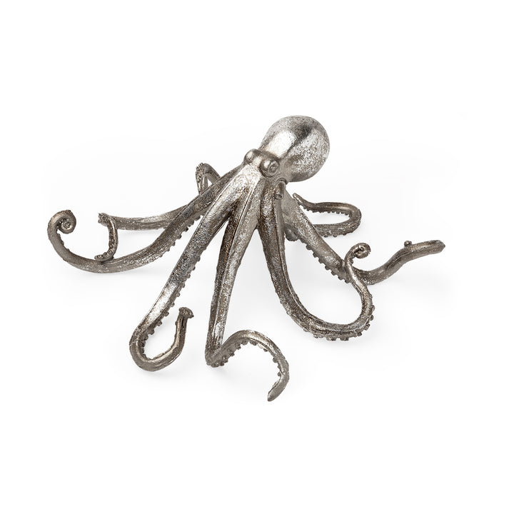 Strafford Medium 13L x 7W Silver Resin Octopus Decor Mercana