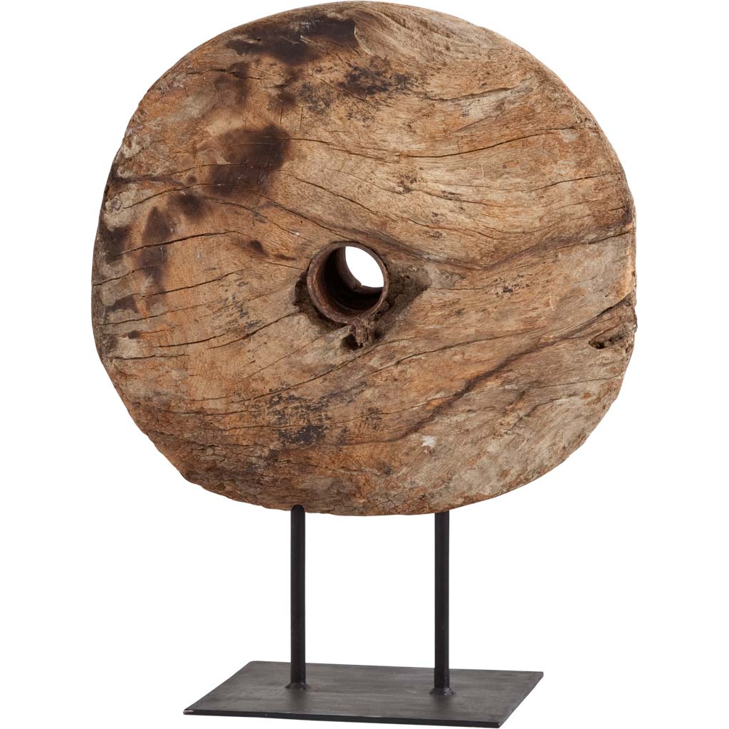 Incana 20L x 4W Natural Brown Reclaimed Wood Wheel Object Decor Mercana