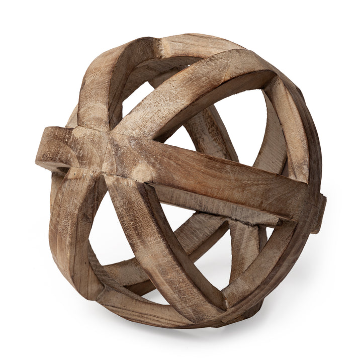 Tibik 8L x 8W Natural Wooden Orb Decor Mercana