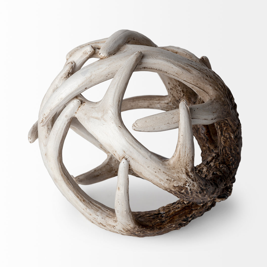 Ramus I (Small) 5L x 5W Brown Antler Shaped Decorative Resin Orb Ball Decor Mercana