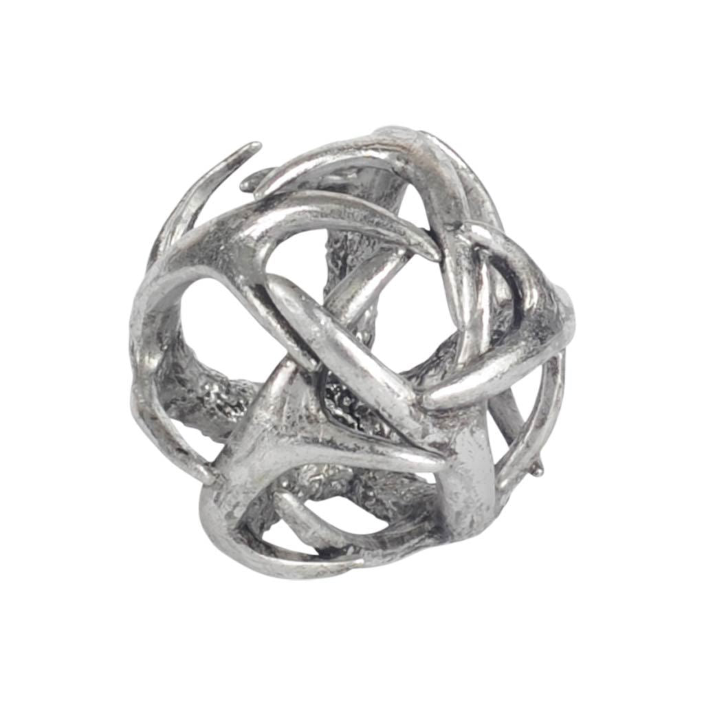 Ramus III (Small) 5L x 5W Silver Antler Shaped Decorative Orb Ball Decor Mercana