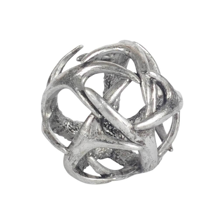 Ramus III (Small) 5L x 5W Silver Antler Shaped Decorative Orb Ball Decor Mercana