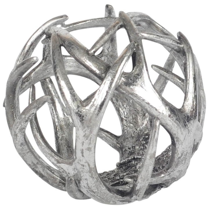 Ramus IV (Large) 7L x 7W Silver Antler Shaped Decorative Orb Ball Decor Mercana