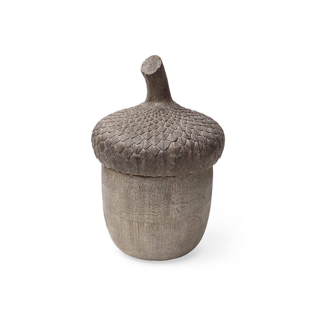 Mandor I (Small) 6L x 6W Brown Resin Acorn Box Decor Mercana