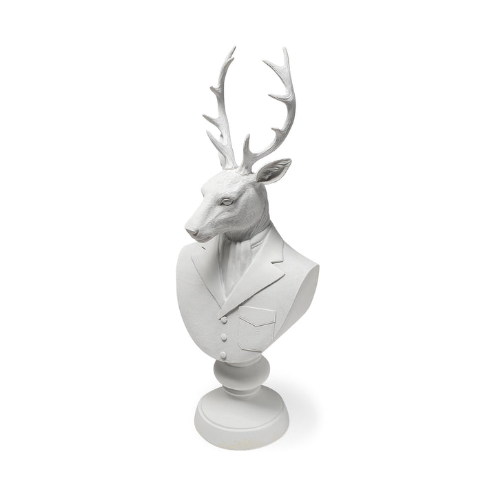 Mozart 8L x 6W White Resin Deer In A Suit Decor Mercana