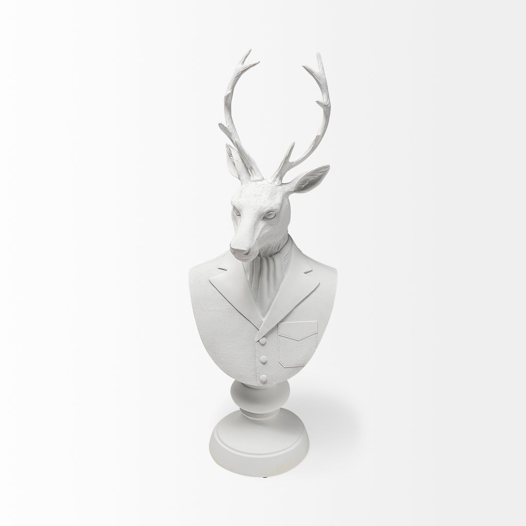 Mozart 8L x 6W White Resin Deer In A Suit Decor Mercana