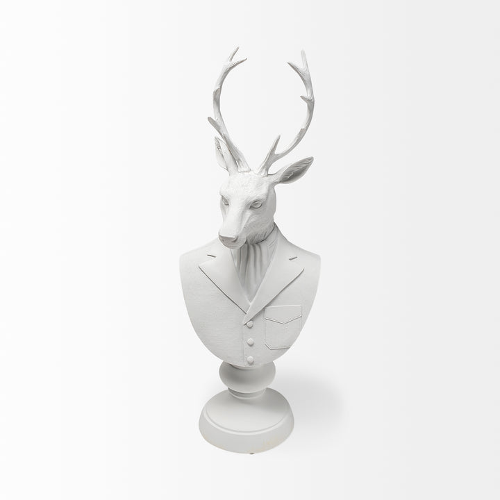 Mozart 8L x 6W White Resin Deer In A Suit Decor Mercana