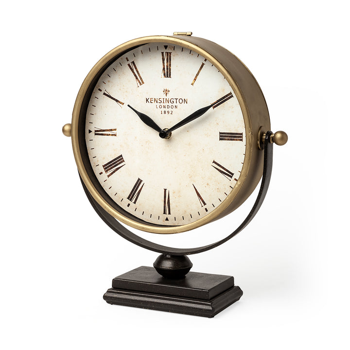 Houston Gold Metal Half Moon Base Table Clock Decor Mercana