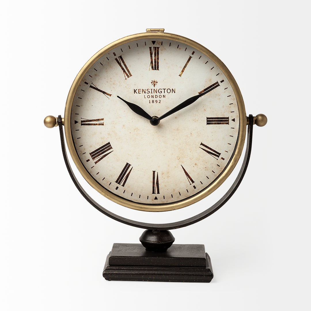 Houston Gold Metal Half Moon Base Table Clock Decor Mercana
