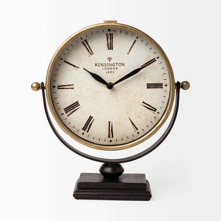 Houston Gold Metal Half Moon Base Table Clock Decor Mercana