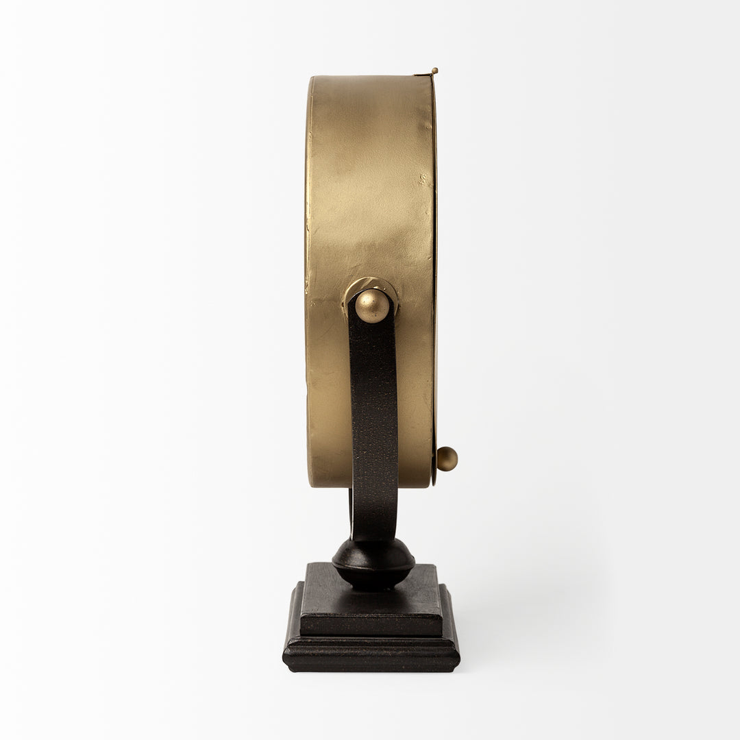 Houston Gold Metal Half Moon Base Table Clock Decor Mercana