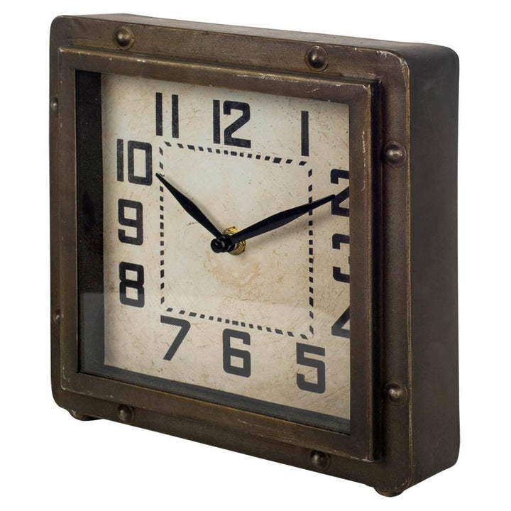 Redding Bronze Toned Metal Square Table Clock Decor Mercana