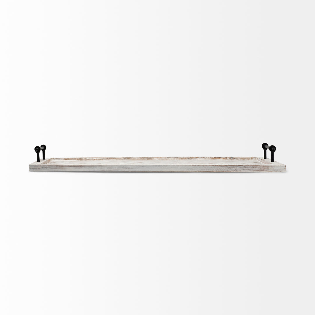 Alfred 35L x 16W Natural Wooden Herringbone Rectangular Tray Decor Mercana